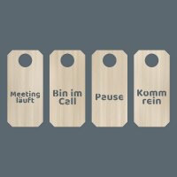 Türhänger aus Holz „Homeoffice“ zum Bemalen – 4er-Set oder einzeln, Pappelsperrholz 4 mm