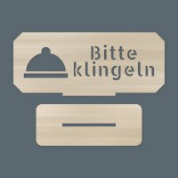 Aufsteller „Bitte klingeln“ aus Holz – Schild + Steckfuß, Pappelsperrholz 4 mm