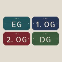 Etagenschilder aus Holz im Retro-Hotelstil – 4er-Set oder einzeln, Pappelsperrholz 4 mm