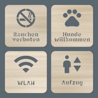 Piktogramm-Schilder aus Holz – Rauchen verboten,...