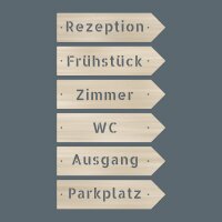 Wegweiser aus Holz in Pfeilform – Rezeption,...