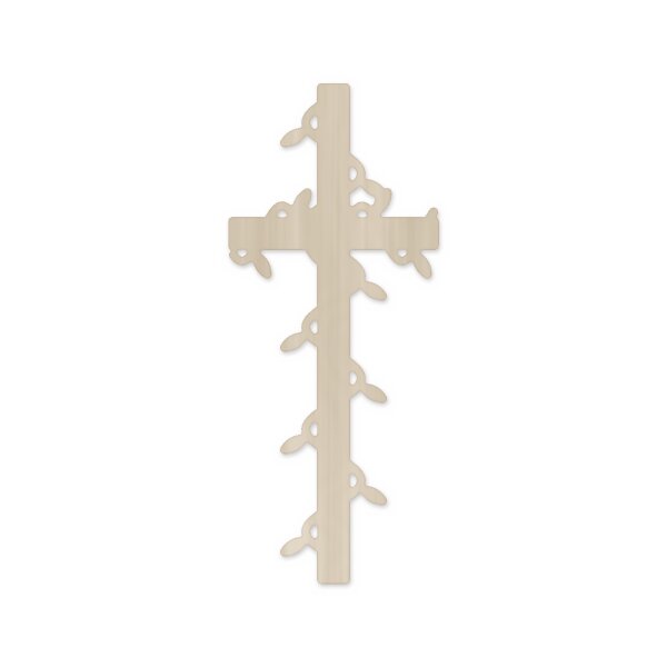 Holzkreuz mit Blätterranke zum Bemalen – 20, 30 und 40 cm, Pappelsperrholz 4 mm