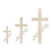 Holzkreuz mit Olivenzweig zum Bemalen – 20, 30 und 40 cm, Pappelsperrholz 4 mm