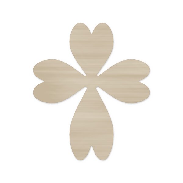 Holzkreuz aus vier Herzen zum Bemalen – 20, 30 und 40 cm, Pappelsperrholz 4 mm