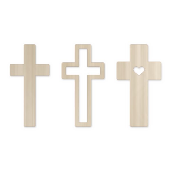 Mini-Kreuze 3er-Set aus Holz zum Bemalen – je 10 cm, Pappelsperrholz 4 mm
