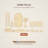 Wichteltür aus Holz zum Bemalen – Set 12-teilig, Pappelsperrholz 4 mm