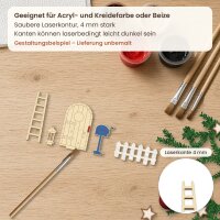 Wichteltür aus Holz zum Bemalen – Set 12-teilig, Pappelsperrholz 4 mm