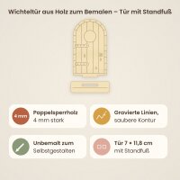 Wichteltür aus Holz zum Bemalen – Tür mit Standfuß, Pappelsperrholz 4 mm