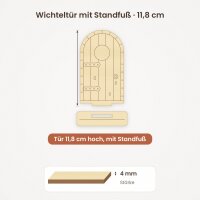 Wichteltür aus Holz zum Bemalen – Tür mit Standfuß, Pappelsperrholz 4 mm