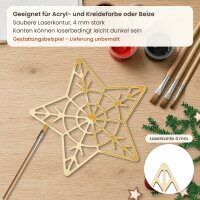 Filigraner Ornament-Stern aus Holz zum Bemalen – 3er-Set 10 cm oder einzeln 20 / 30 / 45 cm, Pappelsperrholz 4 mm