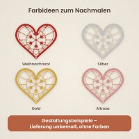 Filigranes Ornament-Herz aus Holz zum Bemalen – 3er-Set 10 cm oder einzeln 20 / 30 / 45 cm, Pappelsperrholz 4 mm