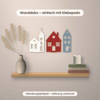 Weihnachtsdorf aus Holz zum Aufstellen – 3er-Set Kirche, Giebelhaus und Stadthaus mit Standfüßen – 15, 25 oder 35 cm, Pappelsperrholz 4 mm