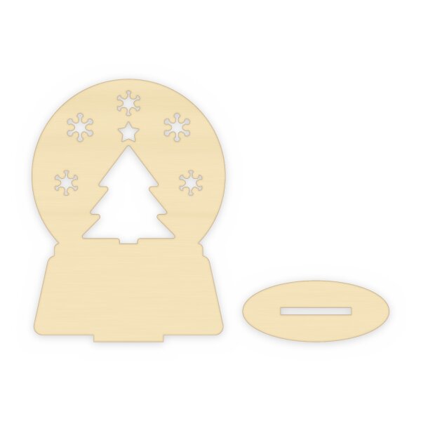 Schneekugel-Aufsteller aus Holz mit Standfuß zum Bemalen – 15, 25 oder 35 cm, Pappelsperrholz 4 mm