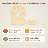 Schneekugel-Aufsteller aus Holz mit Standfuß zum Bemalen – 15, 25 oder 35 cm, Pappelsperrholz 4 mm