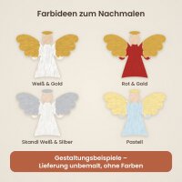 Engel mit offenen Flügeln aus Holz zum Bemalen – 3er-Set 10 cm oder einzeln 20 / 30 / 45 cm, Pappelsperrholz 4 mm
