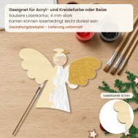 Engel mit offenen Flügeln aus Holz zum Bemalen – 3er-Set 10 cm oder einzeln 20 / 30 / 45 cm, Pappelsperrholz 4 mm
