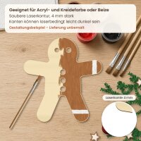 Lebkuchenmann aus Holz zum Bemalen – 3er-Set 10 cm oder einzeln 20 / 30 / 45 cm, Pappelsperrholz 4 mm