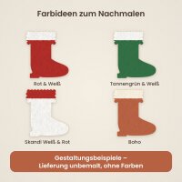 Nikolausstiefel mit Fellrand aus Holz zum Bemalen – 3er-Set 10 cm oder einzeln 20 / 30 / 45 cm, Pappelsperrholz 4 mm