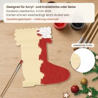 Nikolausstiefel mit Fellrand aus Holz zum Bemalen – 3er-Set 10 cm oder einzeln 20 / 30 / 45 cm, Pappelsperrholz 4 mm