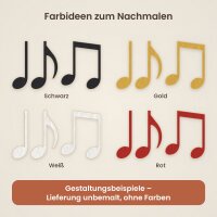 Noten-Mix aus Holz zum Bemalen – Viertelnote, Achtelnote und Achtelpaar – 3er-Set 10, 20 oder 30 cm, Pappelsperrholz 4 mm