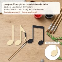 Noten-Mix aus Holz zum Bemalen – Viertelnote, Achtelnote und Achtelpaar – 3er-Set 10, 20 oder 30 cm, Pappelsperrholz 4 mm