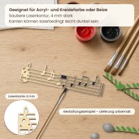 Notenlinien-Wanddeko aus Holz zum Bemalen – 30 oder 45 cm, Pappelsperrholz 4 mm