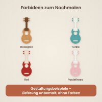 Ukulele aus Holz zum Bemalen – 3er-Set 10 cm oder einzeln 20 / 30 / 45 cm, Pappelsperrholz 4 mm
