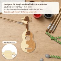 Ukulele aus Holz zum Bemalen – 3er-Set 10 cm oder einzeln 20 / 30 / 45 cm, Pappelsperrholz 4 mm