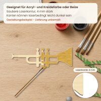 Trompete aus Holz zum Bemalen – 3er-Set 10 cm oder einzeln 20 / 30 / 45 cm, Pappelsperrholz 4 mm