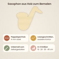 Saxophon aus Holz zum Bemalen – 3er-Set 10 cm oder einzeln 20 / 30 / 45 cm, Pappelsperrholz 4 mm