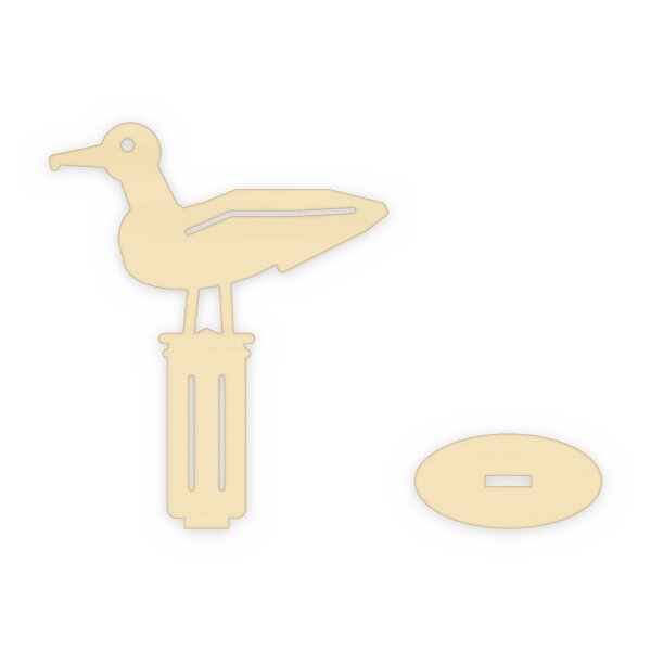Möwe auf Holzpfahl aus Holz zum Aufstellen, mit Standfuß – 15, 25 oder 35 cm, Pappelsperrholz 4 mm