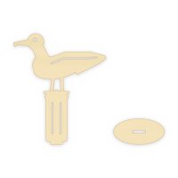 Möwe auf Holzpfahl aus Holz zum Aufstellen, mit Standfuß – 15, 25 oder 35 cm, Pappelsperrholz 4 mm
