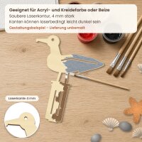 Möwe auf Holzpfahl aus Holz zum Aufstellen, mit Standfuß – 15, 25 oder 35 cm, Pappelsperrholz 4 mm