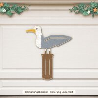 Möwe auf Holzpfahl aus Holz zum Aufstellen, mit Standfuß – 15, 25 oder 35 cm, Pappelsperrholz 4 mm