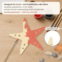 Seestern aus Holz zum Bemalen – 3er-Set 10 cm oder einzeln 20 / 30 / 45 cm, Pappelsperrholz 4 mm