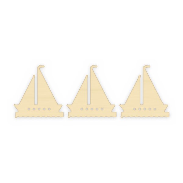 Segelboot mit zwei Segeln aus Holz zum Bemalen – 3er-Set 10 cm oder einzeln 20 / 30 / 45 cm, Pappelsperrholz 4 mm