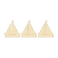 Segelboot mit zwei Segeln aus Holz zum Bemalen – 3er-Set 10 cm oder einzeln 20 / 30 / 45 cm, Pappelsperrholz 4 mm