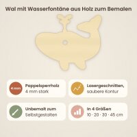 Wal mit Wasserfontäne aus Holz zum Bemalen – 3er-Set 10 cm oder einzeln 20 / 30 / 45 cm, Pappelsperrholz 4 mm