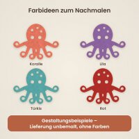Krake mit Ringelarmen aus Holz zum Bemalen – 3er-Set 10 cm oder einzeln 20 / 30 / 45 cm, Pappelsperrholz 4 mm