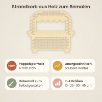 Strandkorb aus Holz zum Bemalen – 3er-Set 10 cm oder einzeln 20 / 30 / 45 cm, Pappelsperrholz 4 mm