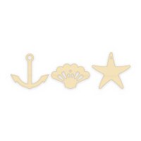 Maritim-Mix aus Holz zum Bemalen – Anker, Muschel und Seestern – 3er-Set 10, 20 oder 30 cm, Pappelsperrholz 4 mm