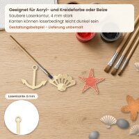 Maritim-Mix aus Holz zum Bemalen – Anker, Muschel und Seestern – 3er-Set 10, 20 oder 30 cm, Pappelsperrholz 4 mm