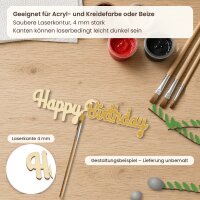 Schriftzug „Happy Birthday“ aus Holz zum Bemalen – 30 oder 45 cm, Pappelsperrholz 4 mm