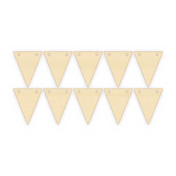 Wimpel aus Holz zum Bemalen – 10er-Set – 10 oder 15 cm, Pappelsperrholz 4 mm