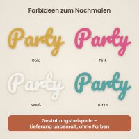 Schriftzug „Party“ aus Holz zum Bemalen – 20, 30 oder 45 cm, Pappelsperrholz 4 mm