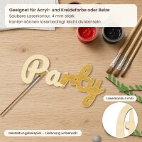 Schriftzug „Party“ aus Holz zum Bemalen – 20, 30 oder 45 cm, Pappelsperrholz 4 mm