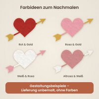Herz mit Amorpfeil aus Holz zum Bemalen – 3er-Set 10 cm oder einzeln 20 / 30 / 45 cm, Pappelsperrholz 4 mm