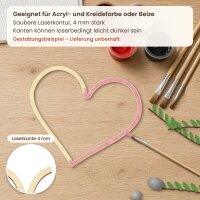 Offener Herzrahmen aus Holz zum Bemalen – 20, 30 oder 45 cm, Pappelsperrholz 4 mm