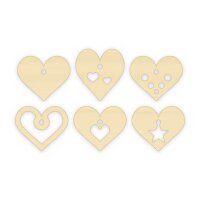 Hängeherzen aus Holz zum Bemalen – 6er-Set, 6 cm, Pappelsperrholz 4 mm