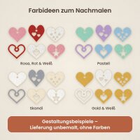 Hängeherzen aus Holz zum Bemalen – 6er-Set, 6 cm, Pappelsperrholz 4 mm